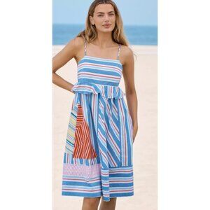NWT Anthropologie Celandine Sleeveless Square-Neck Blue Sail Boat Dress Small